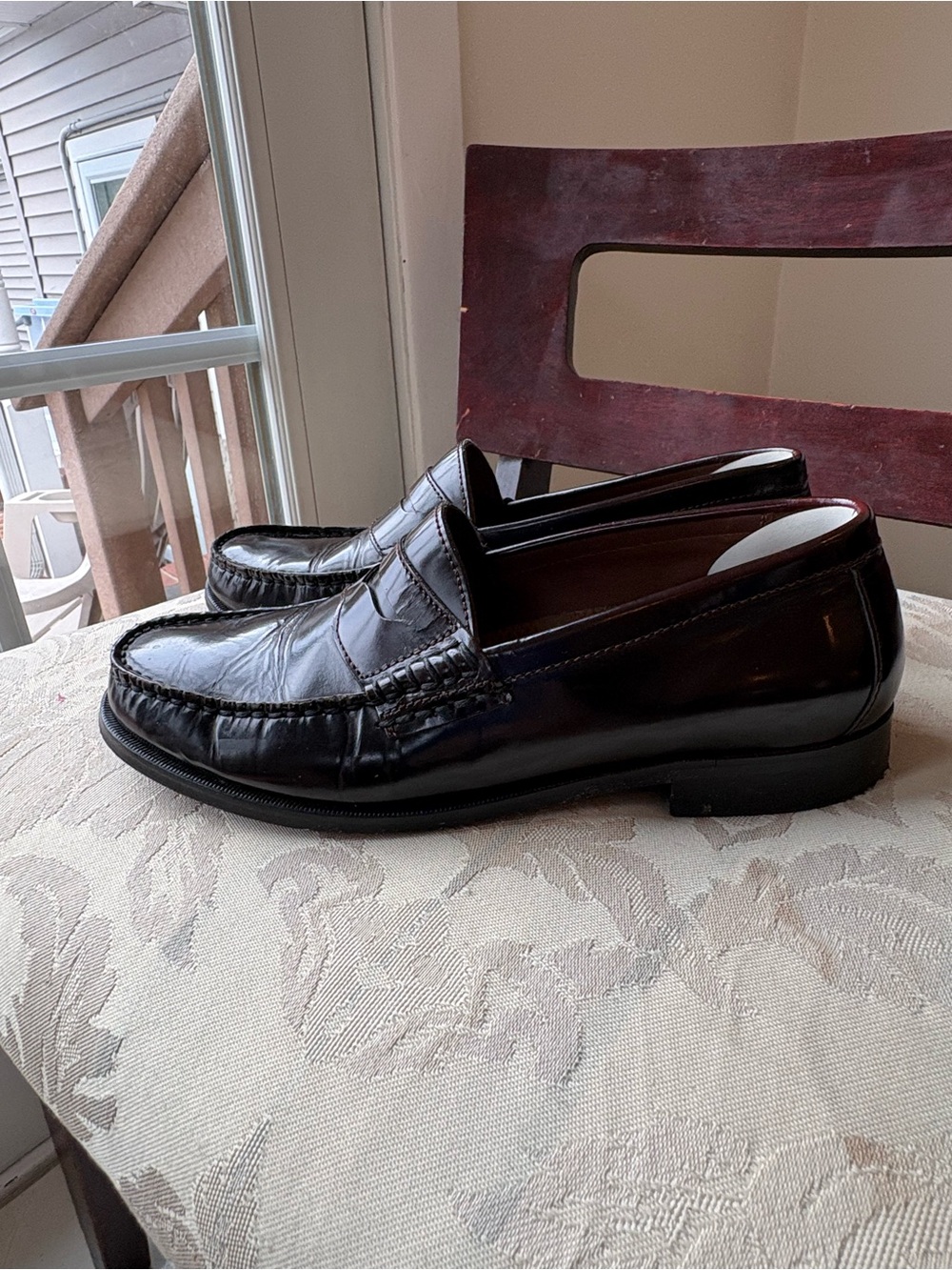 Classic Men’s Leather Penny Loafers - Maroon/Burgundy